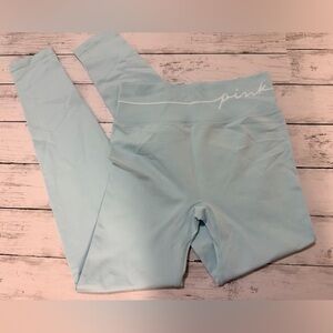 Victorias Secret Leggings Small Blue Seamless High Waist PINK Active Script New